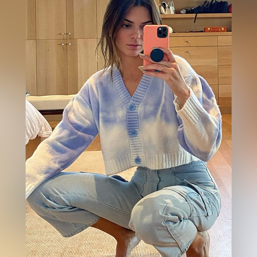 Kendall & Kylie Blue & White Tie Dye Cardigan